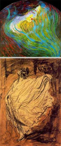 U. Boccioni, Study for a Woman's Head, 1910/ Moving Figure, 1908-09